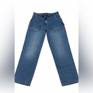 Sanctuary Denim Utility Wide Leg Jeans Size 27 Cropped Carpenter Style